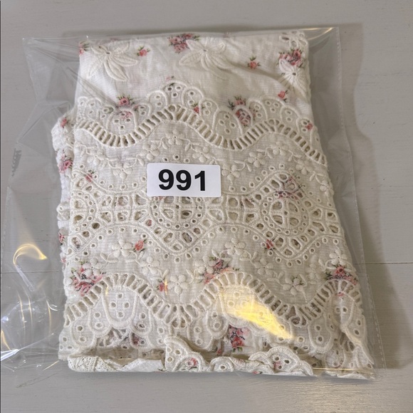 LoveShackFancy Tilda Lace Ruffle Blouse Small Ivory Floral Sheer Top - Picture 14 of 14